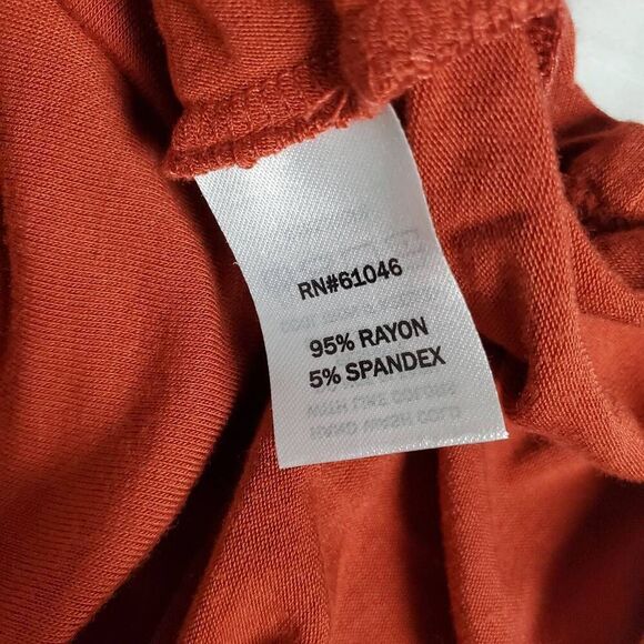 Vanity Rust Orange Sleeveless Tank Top Women’s Size M High Low Racerback Stretch - Picture 5 of 6